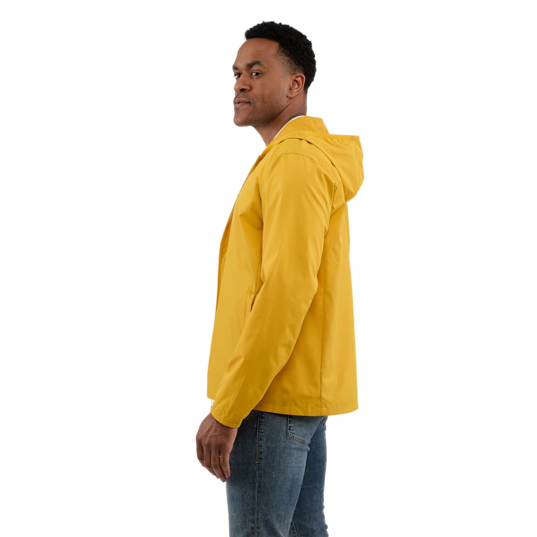 Left View of Yellow ANETO Lightweight Packable Jacket - Men's plain
