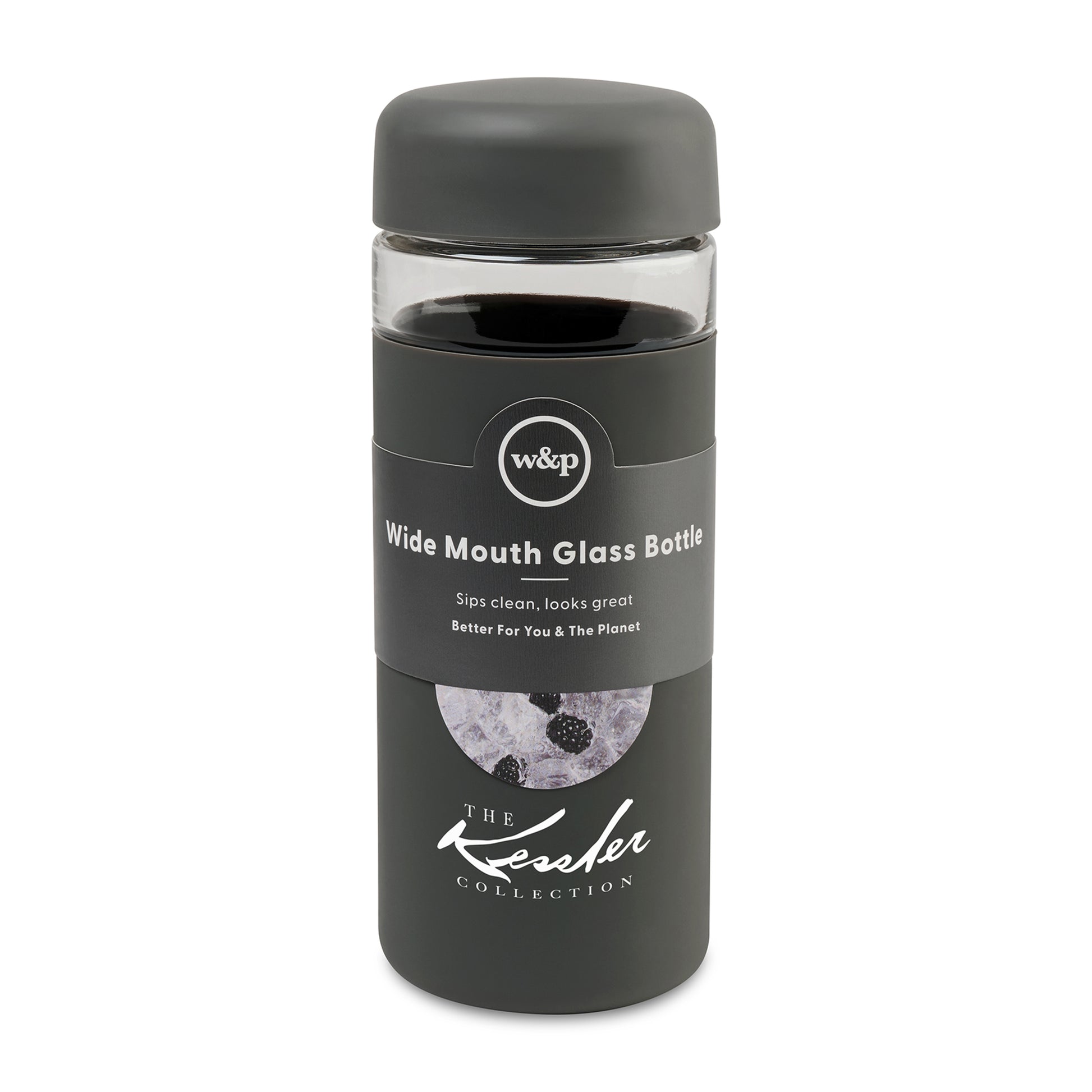Charcoal W&P Wide Mouth Glass Bottle 16 Oz.