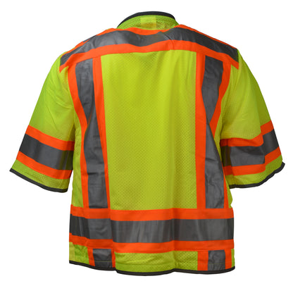 SV55-3 Class 3 Heavy Woven Two Tone Mesh Engineer Vest - Green - Size 2X