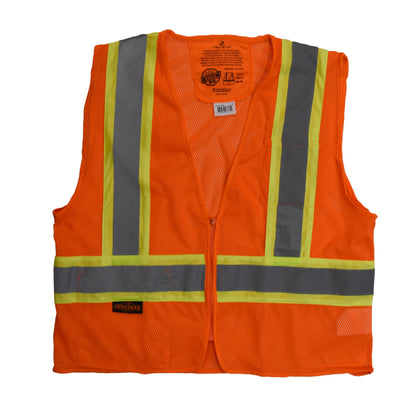 SV225 Class 2 Self Extinguishing Two-Tone Trim Mesh Safety Vest - Green - Size 2X