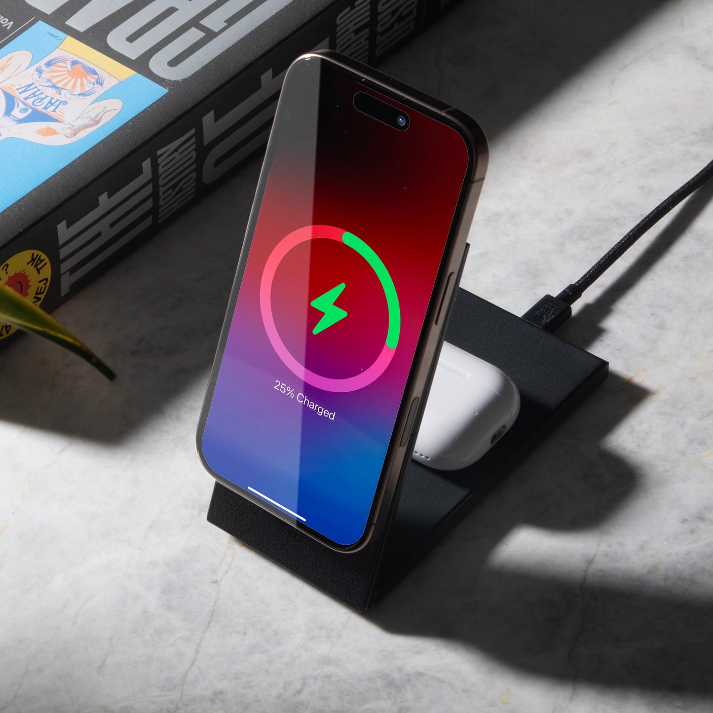 Black Native Union Rise 2-IN-1 Qi2 Wireless Charger