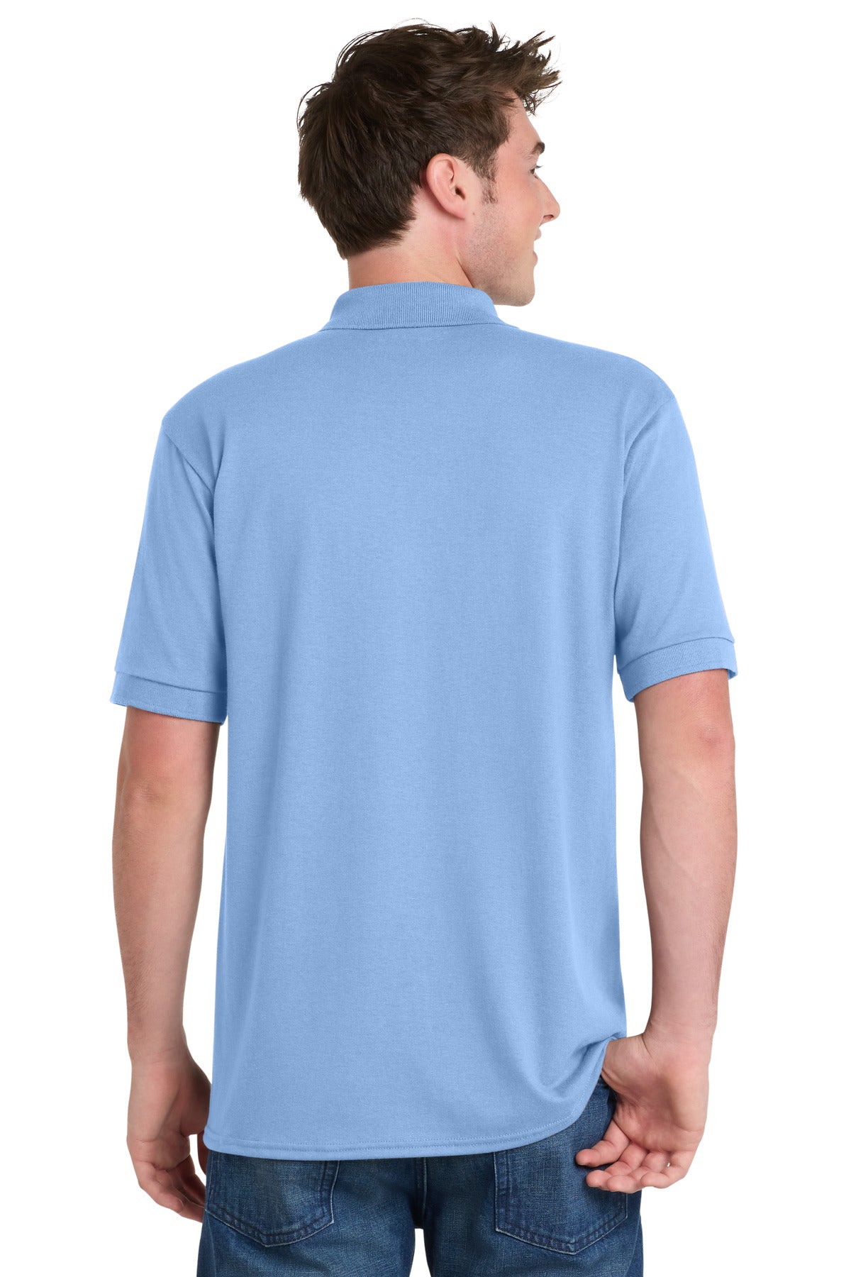 Light Blue Port & Company Tall Core Blend Jersey Knit Polo. KP55T