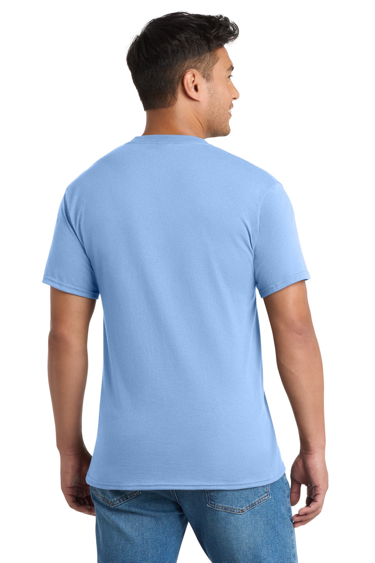 Light Blue Port & Company Tall Core Blend Pocket Tee. PC55PT