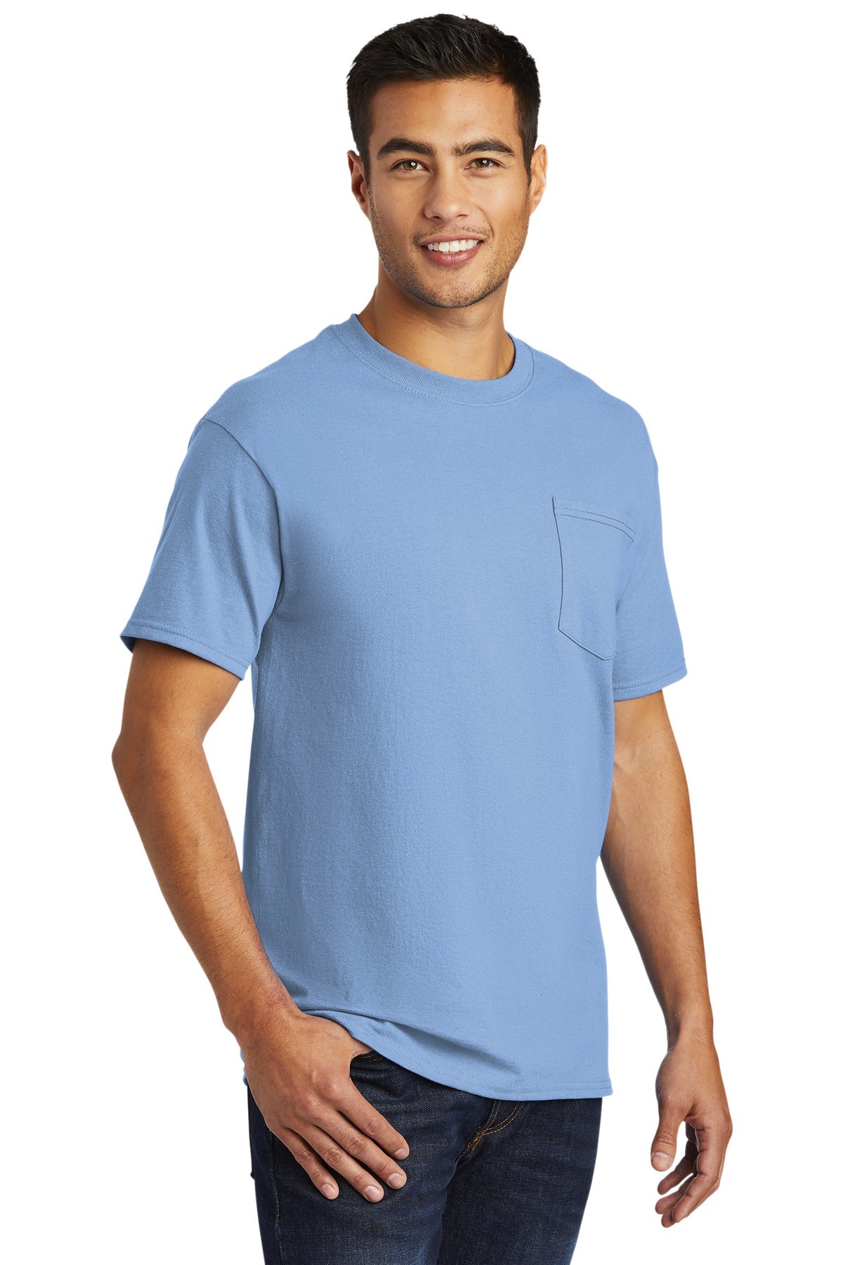 Light Blue Port & Company - Tall Essential Pocket Tee. PC61PT