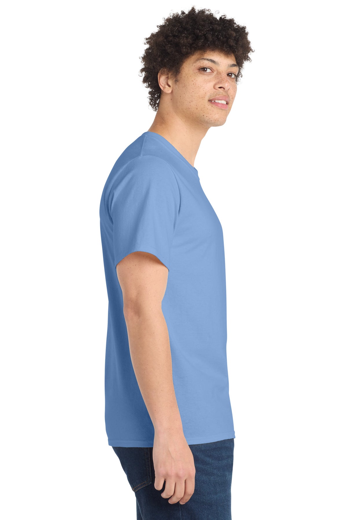 Light Blue Port & Company Tall Essential Tee. PC61T
