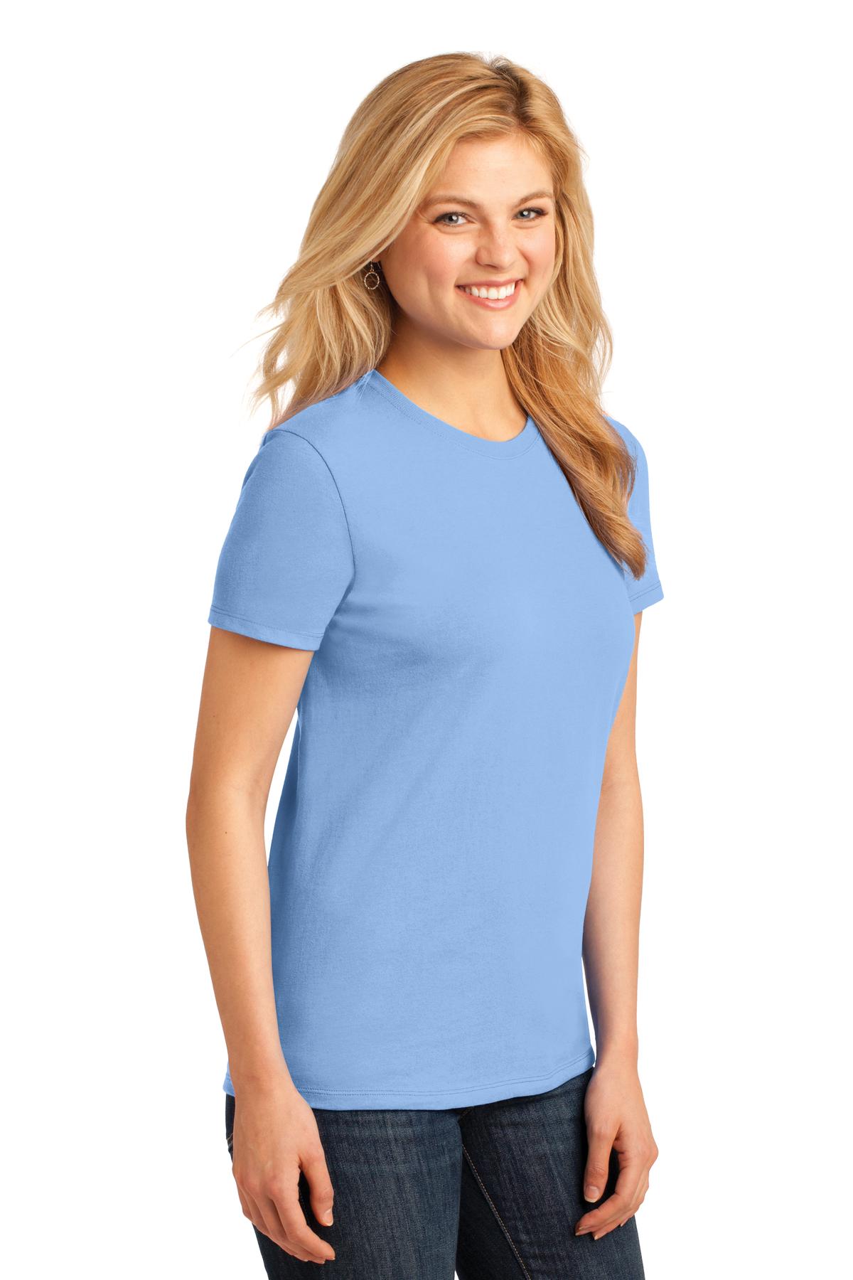 Light Blue Port & Company Women's Core Cotton Tee. LPC54