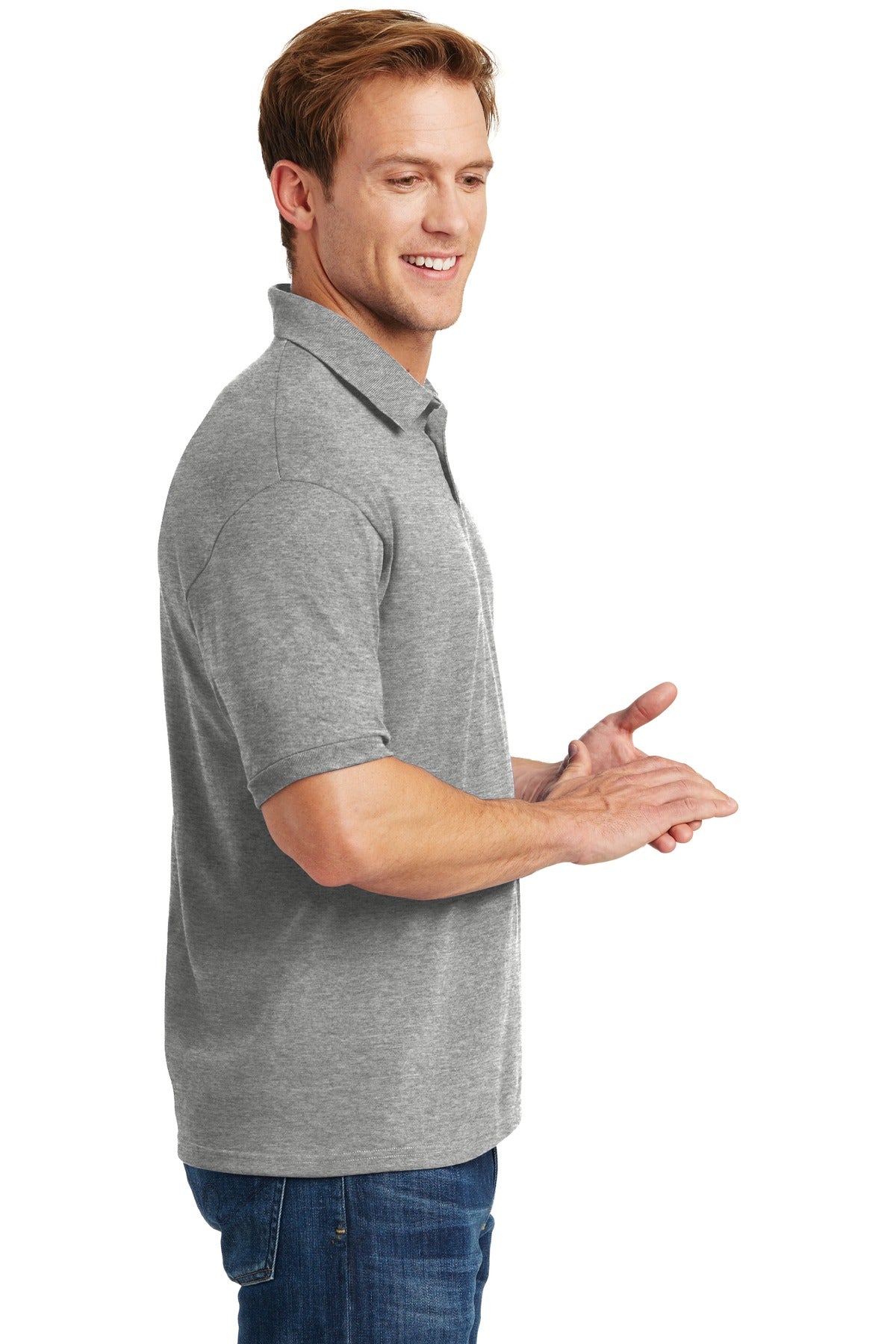 Light Steel Hanes EcoSmart - 5.2-Ounce Jersey Knit Sport Shirt 054X