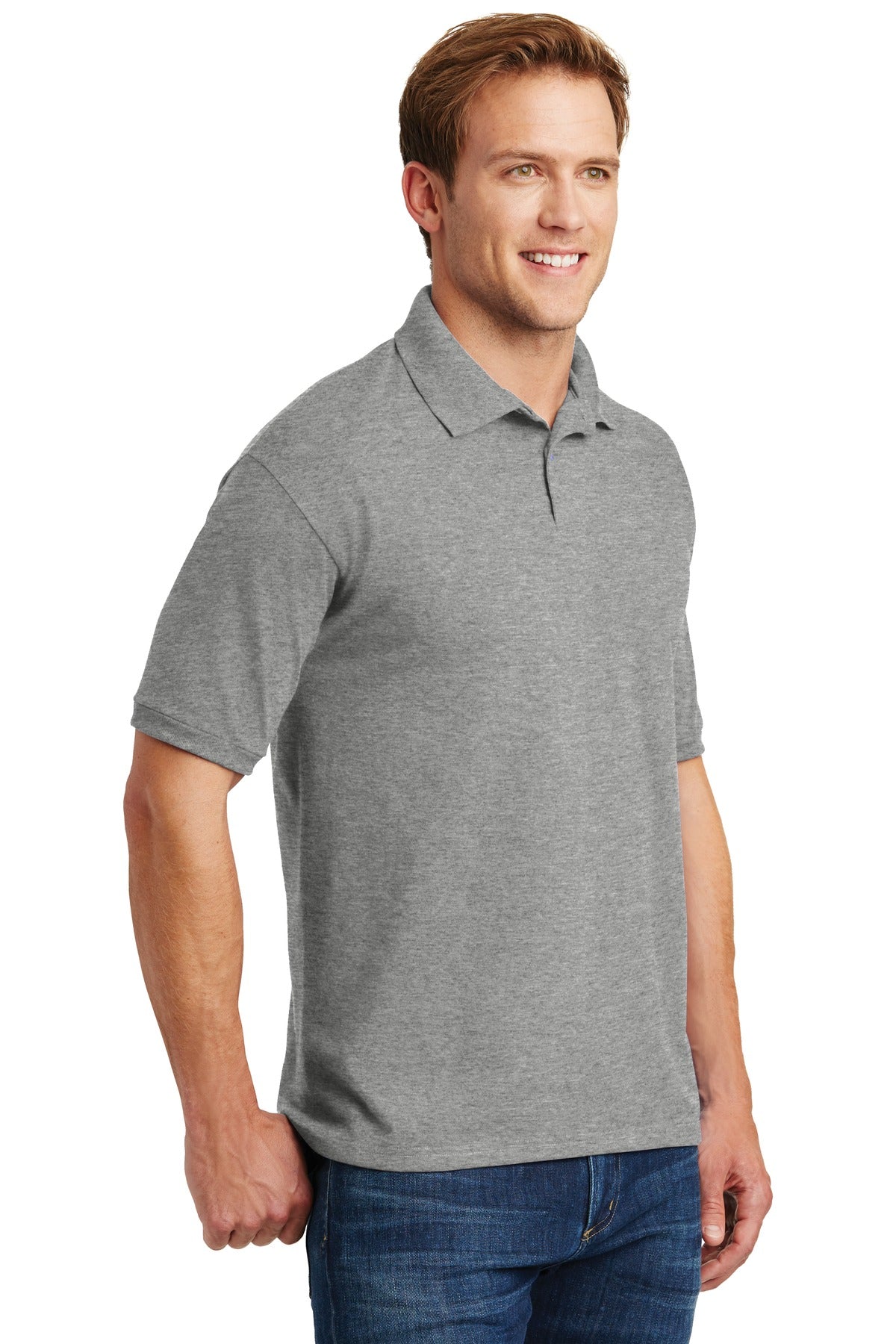 Light Steel Hanes EcoSmart - 5.2-Ounce Jersey Knit Sport Shirt 054X