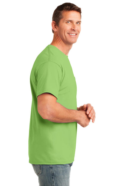 Lime Port & Company Core Cotton Pocket Tee. PC54P