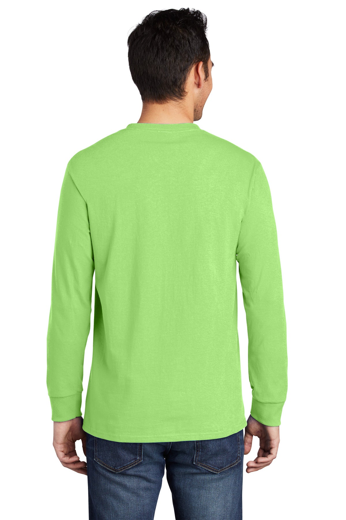 Lime Port & Company Long Sleeve Essential Pocket Tee. PC61LSP