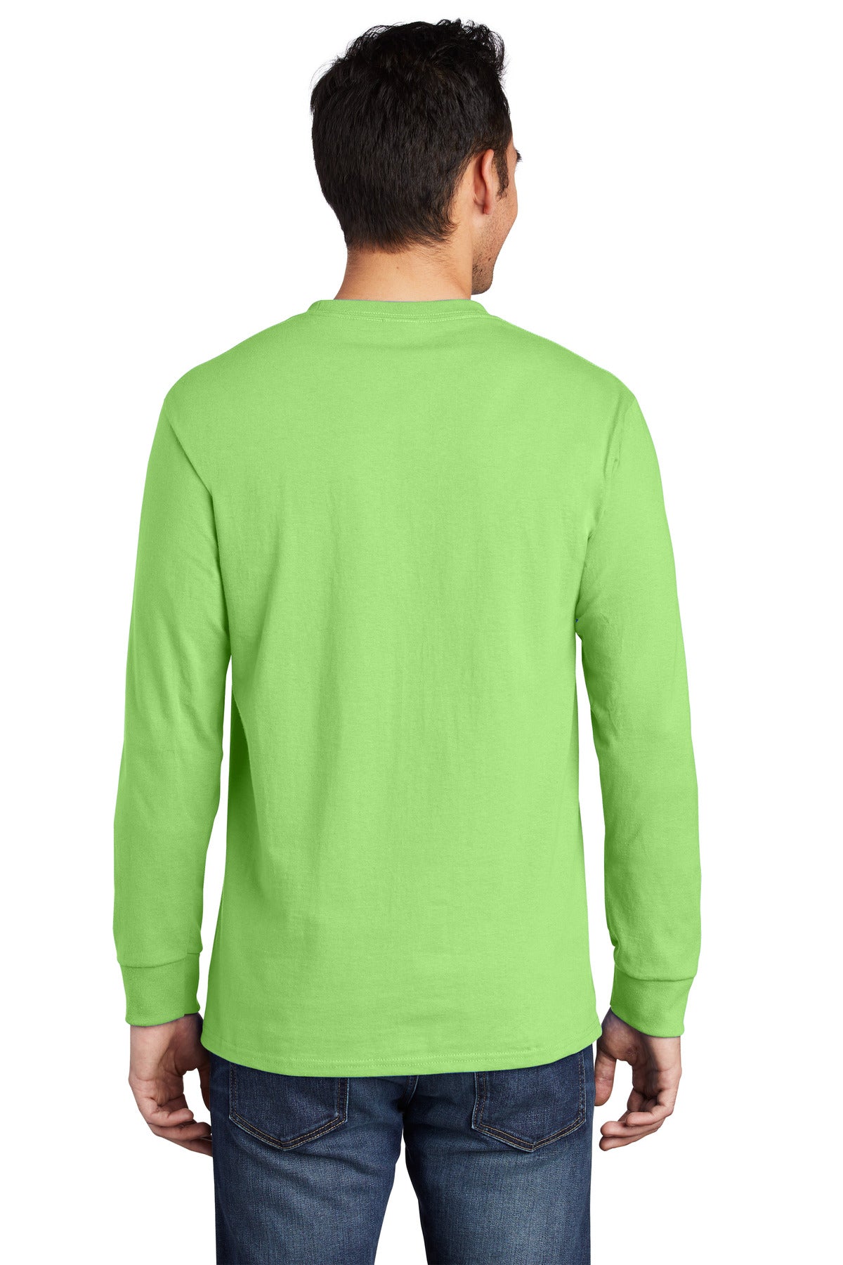 Lime Port & Company Tall Long Sleeve Essential Pocket Tee. PC61LSPT