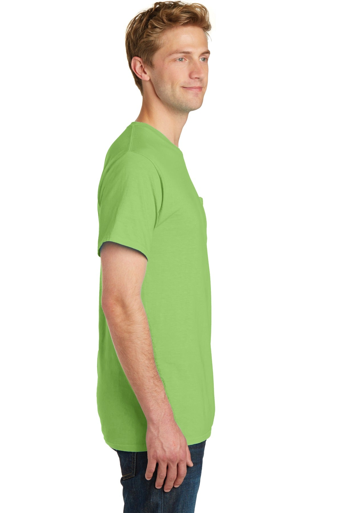 Limeade Port & Company Beach Wash Garment-Dyed Pocket Tee. PC099P