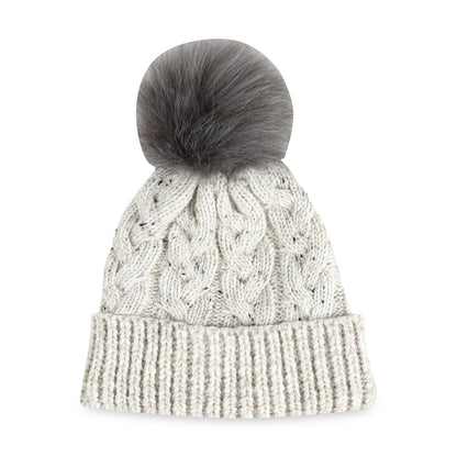 Oatmeal Ahead Speckle Pom Knit Hat