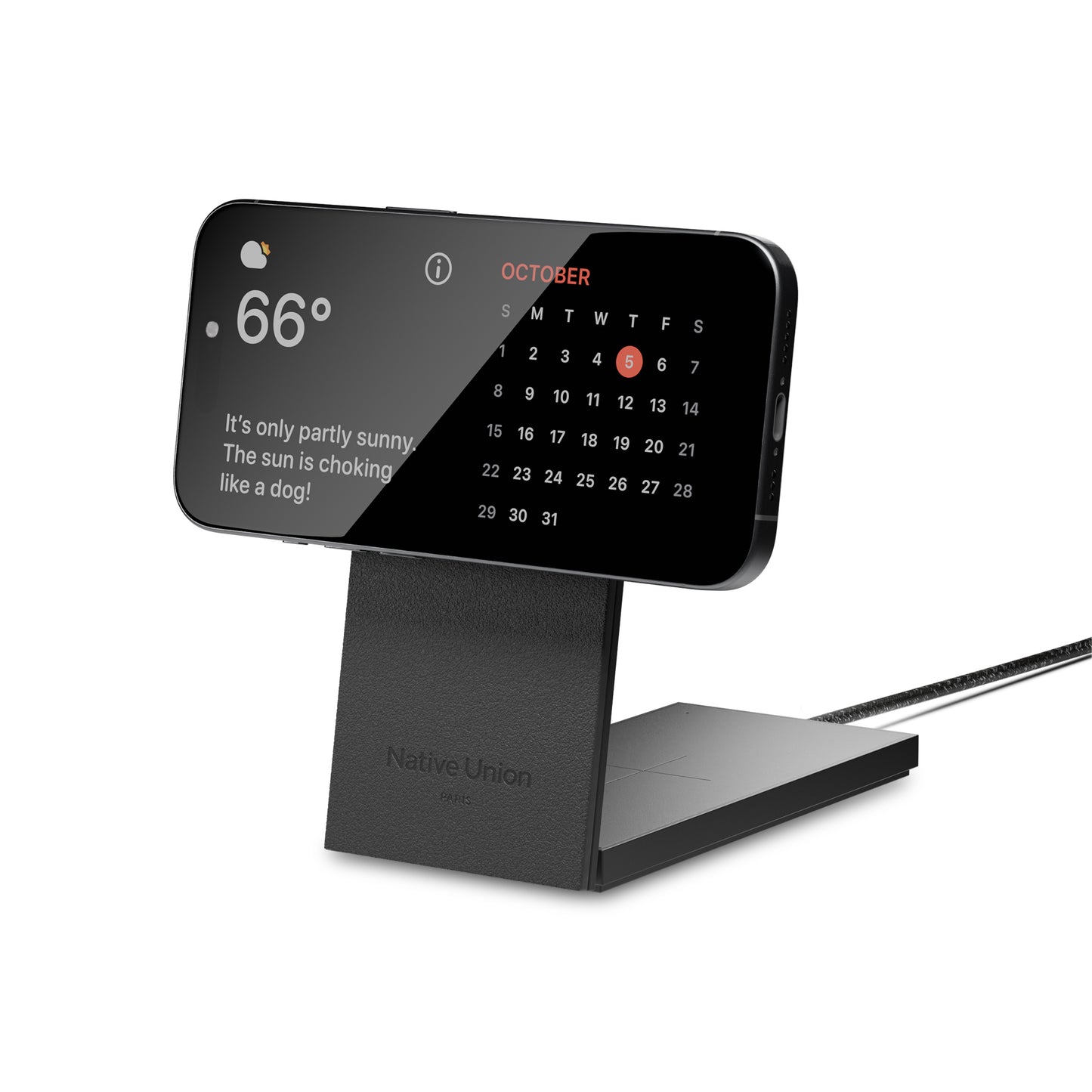 Black Native Union Rise 2-IN-1 Qi2 Wireless Charger