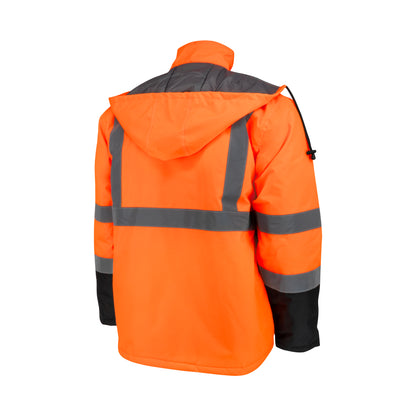 SJ411QB Class 3 Economy Parka with Quilted Lining - Hi-Vis Green / Black - Size 2X