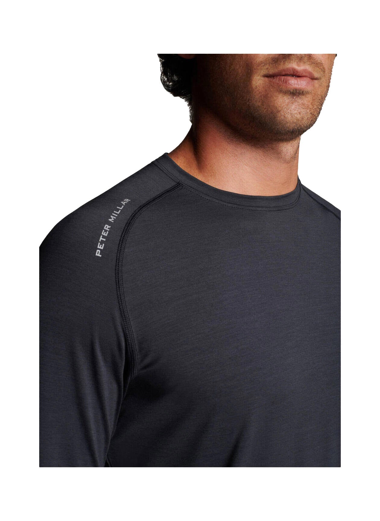 Peter Millar Men's Performance Aurora Long-Sleeve T-Shirt - Black - XXL