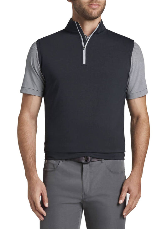 Peter Millar Men's Galway Performance Quarter-Zip Vest - Black - MD