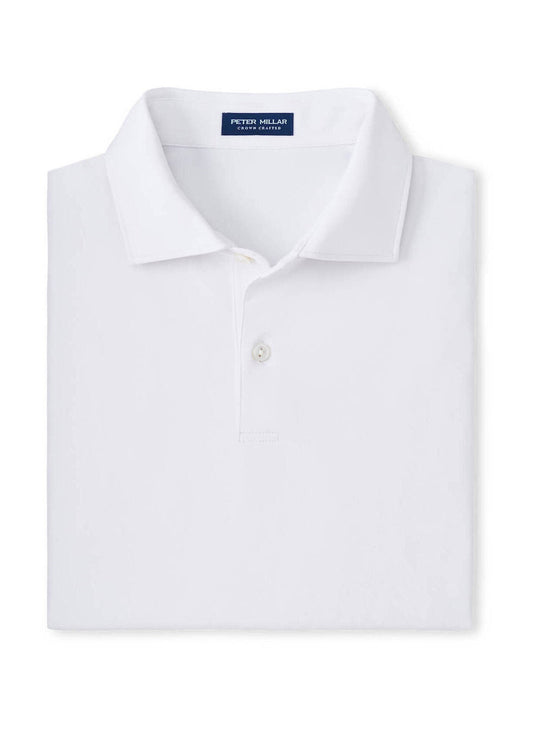 Peter Millar Men's Performance Solid Jersey Polo - White - SM