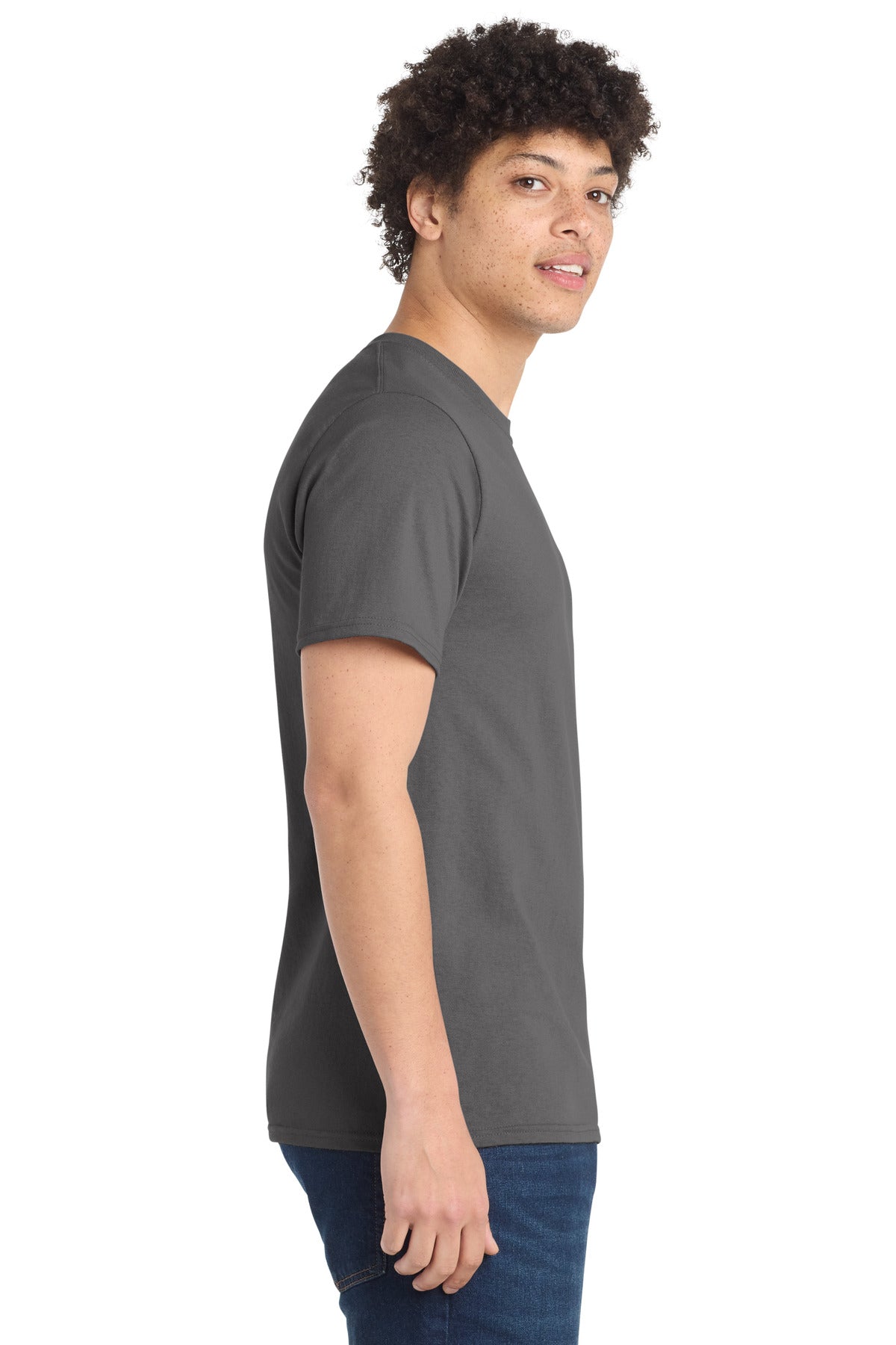 Medium Grey Port & Company Tall Essential Tee. PC61T