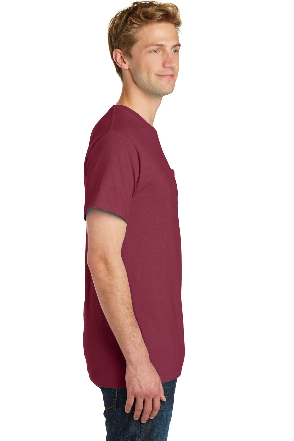 Merlot Port & Company Beach Wash Garment-Dyed Pocket Tee. PC099P