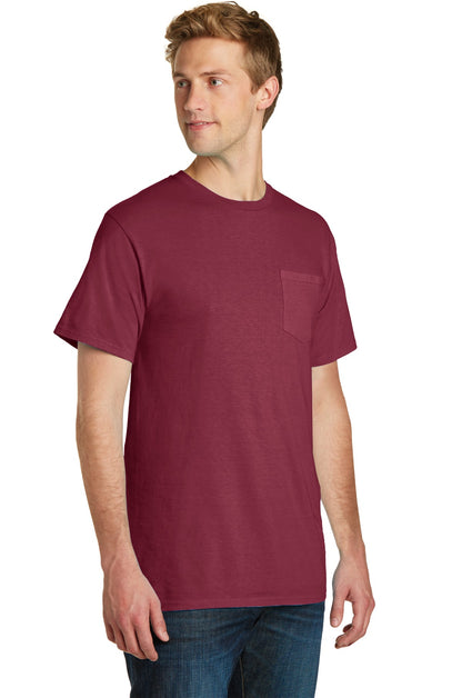 Merlot Port & Company Beach Wash Garment-Dyed Pocket Tee. PC099P