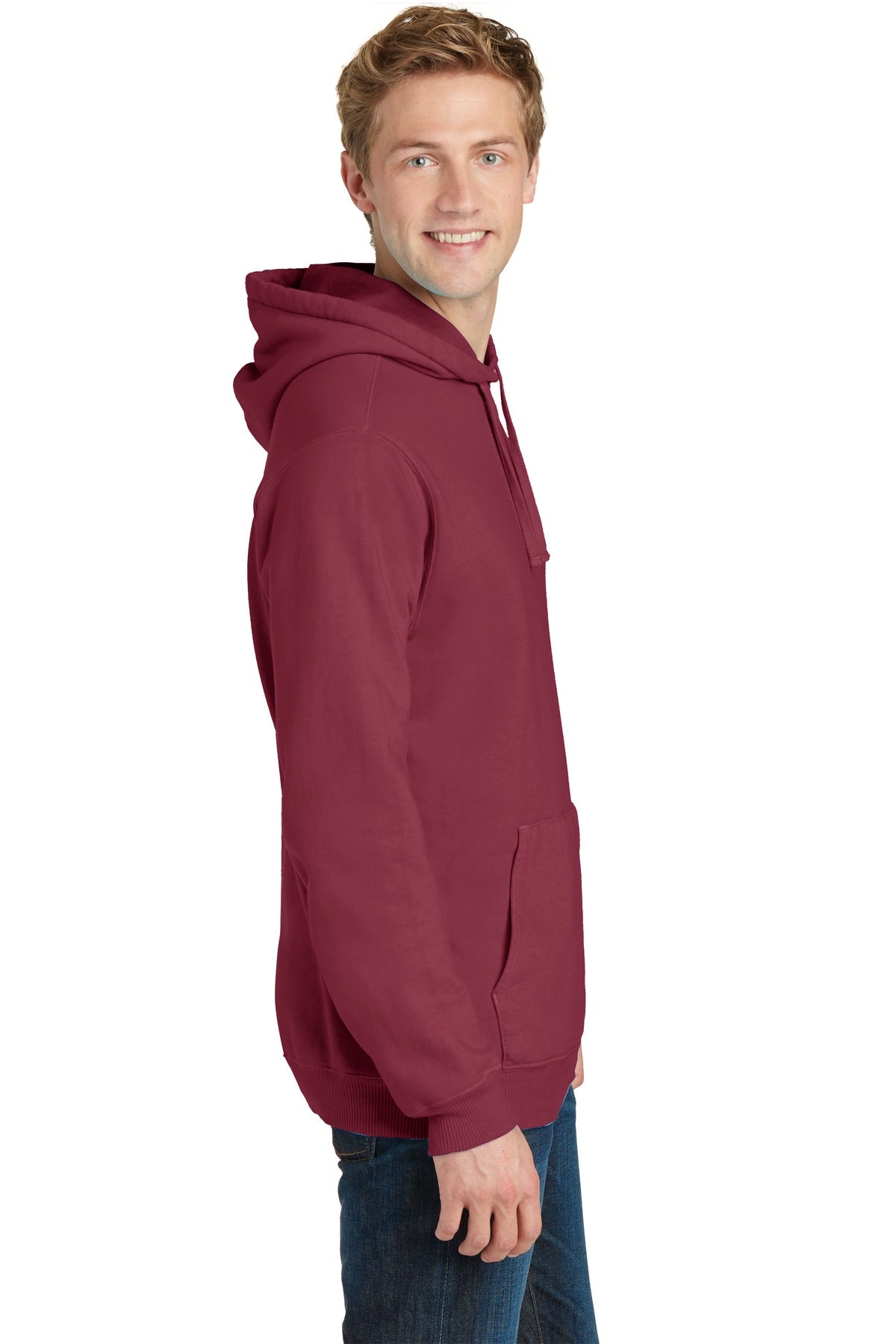 Merlot Port & Company Beach Wash Garment-Dyed Pullover Hooded Sweatshirt. PC098H