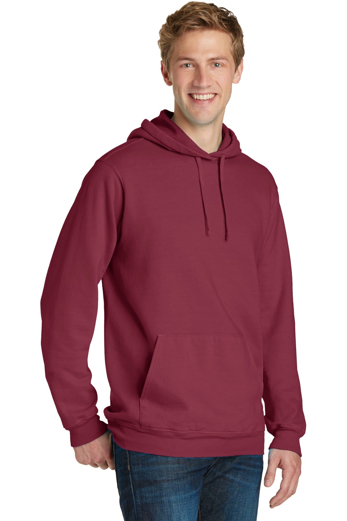Merlot Port & Company Beach Wash Garment-Dyed Pullover Hooded Sweatshirt. PC098H