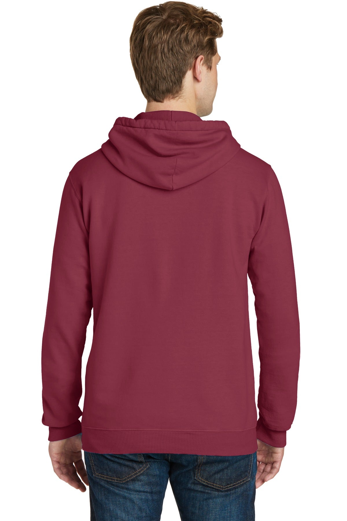 Merlot Port & Company Beach Wash Garment-Dyed Pullover Hooded Sweatshirt. PC098H