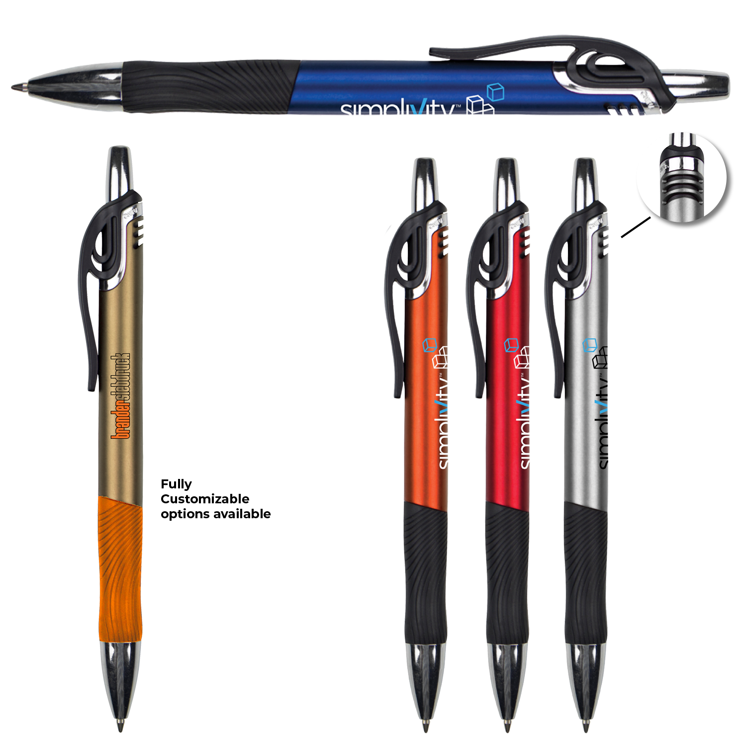 Blue Metallic Gripper Pen