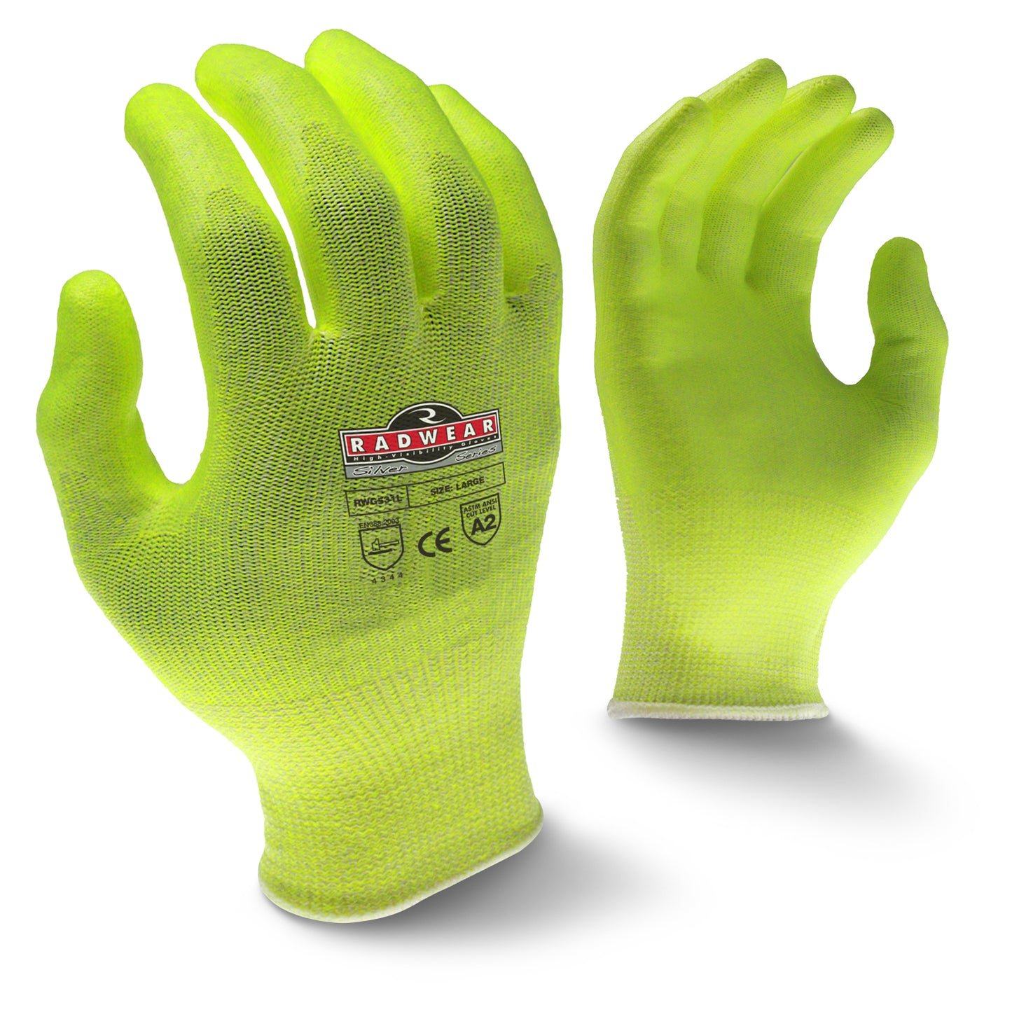 RWG531 Radwear® Silver Series™ Cut Protection Level A2 High Visibility Grip Glove - Size XL