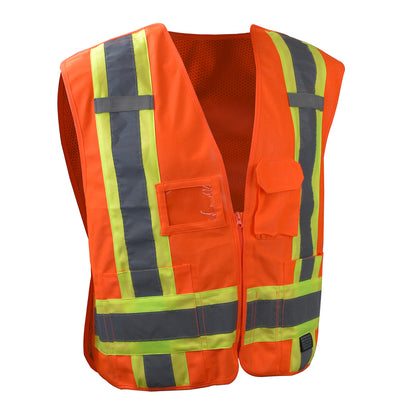 SV020X-2 Heavy Duty 7-Pocket Tear Away Cruiser Vest X-Back - Hi Vis Orange - Size XL