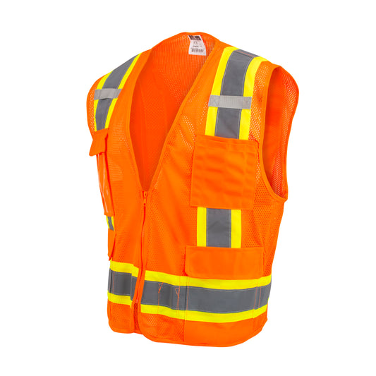 SV6 Two Tone Surveyor Type R Class 2 Mesh Safety Vest - Orange - Size XL