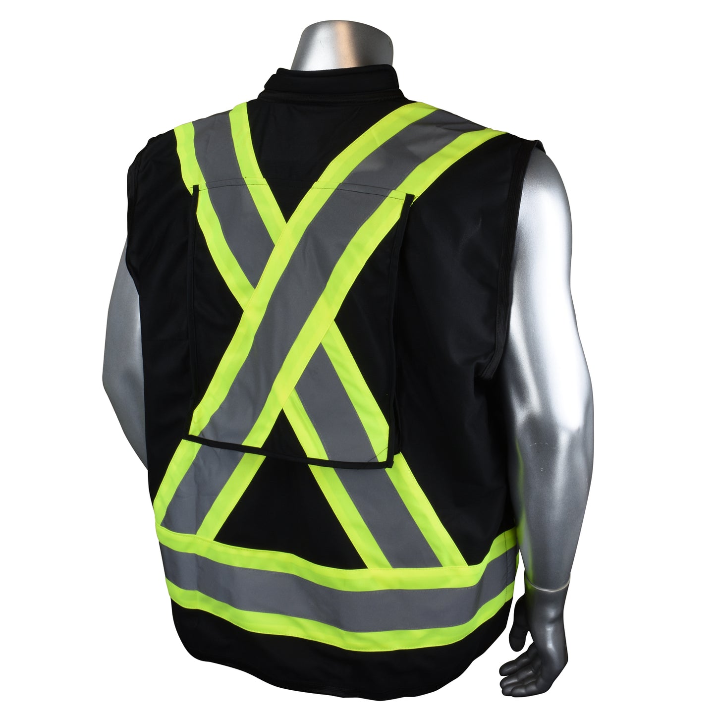 SV030X-1 Heavy Duty 10-Pocket Cruiser Vest with Back Pouch X-Back - Black - Size 2X