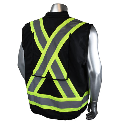 SV030X-1 Heavy Duty 10-Pocket Cruiser Vest with Back Pouch X-Back - Black - Size 2X