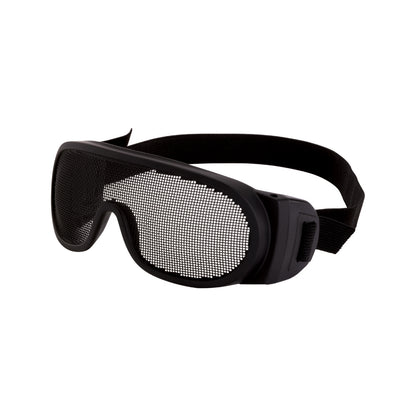 Wire Mesh Over the Glass Safety Eyewear - Black Frame - Wire Mesh Lens - Black Elastic Strap