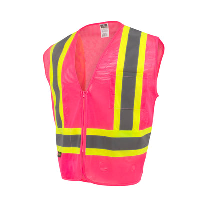 SV22-1 Economy Type O Class 1 Two Tone Safety Vest - Pink - Size XL