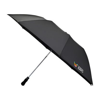 Black Elements 58" Recycled Auto Open Travel Folding Umbrella