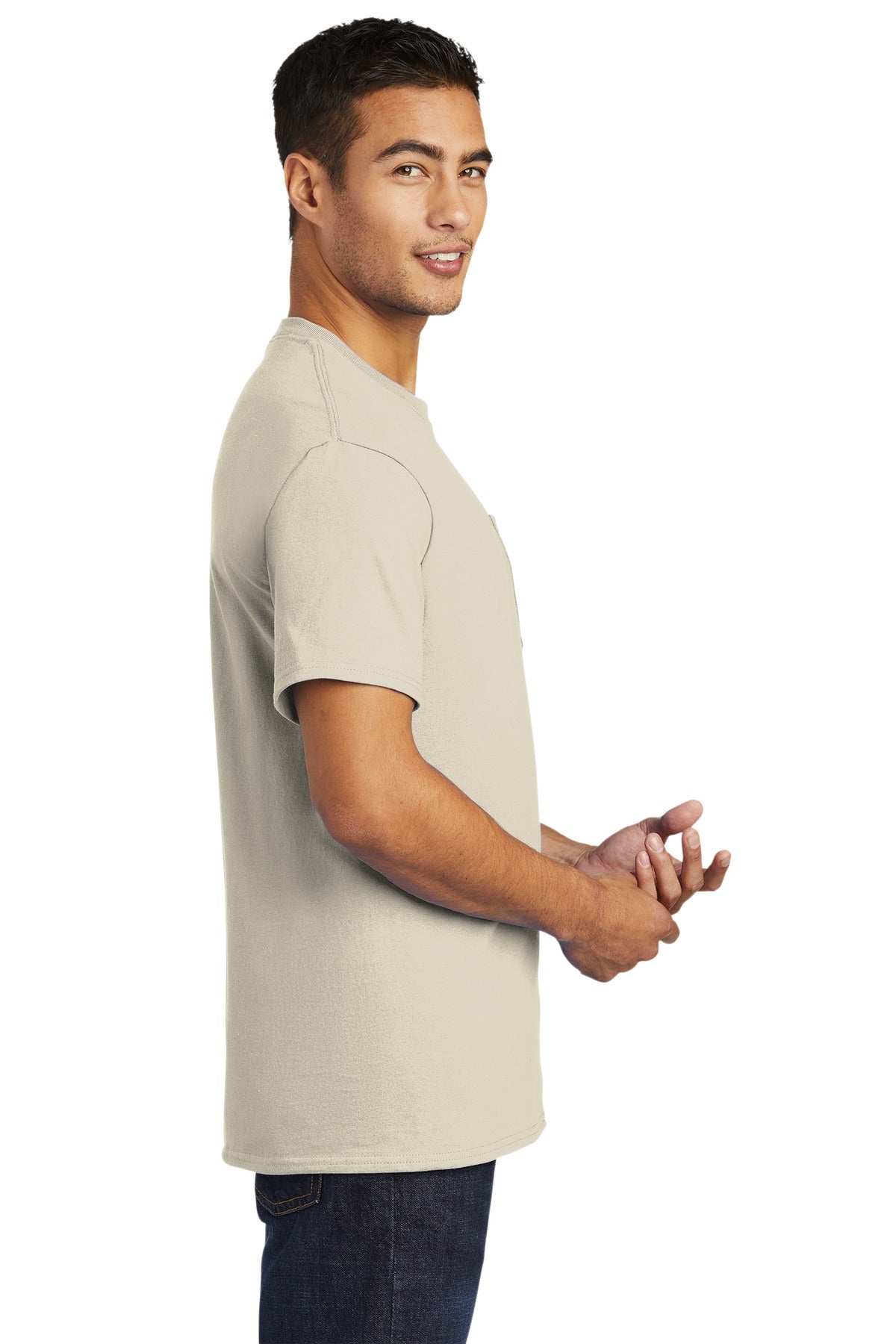 Natural Port & Company - Tall Essential Pocket Tee. PC61PT