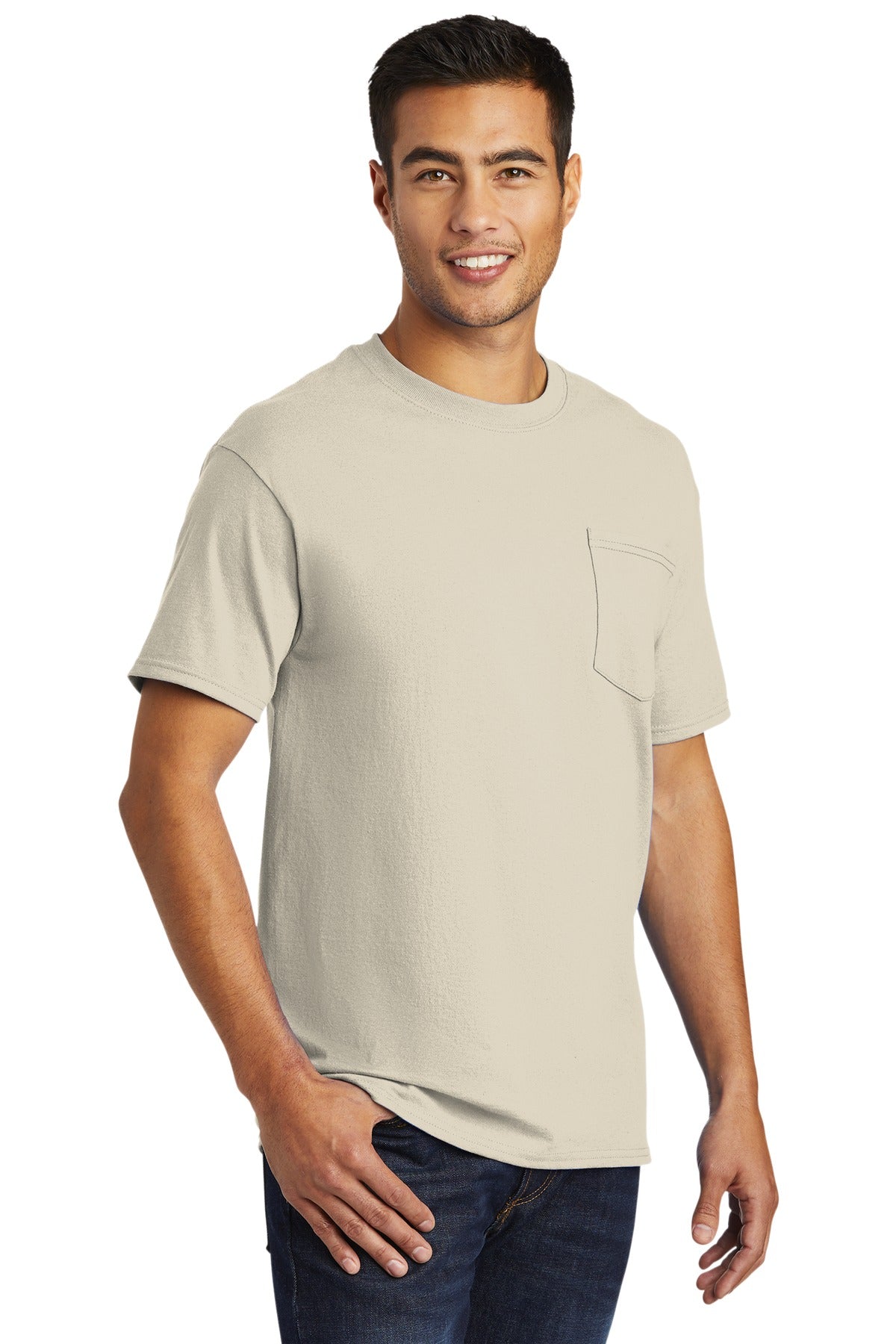 Natural Port & Company - Tall Essential Pocket Tee. PC61PT