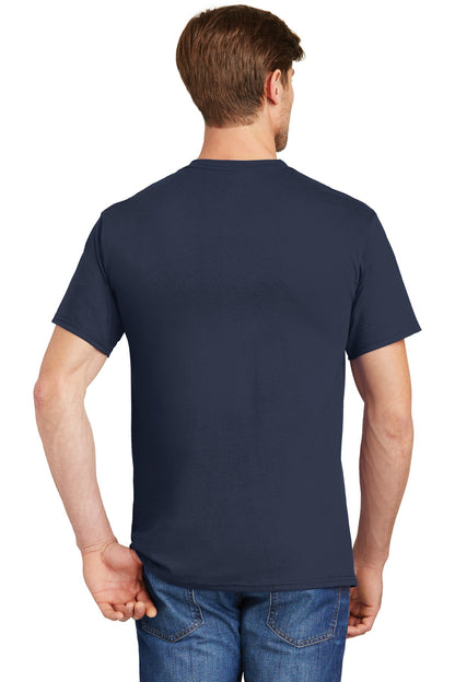 Navy Hanes - Authentic 100% Cotton T-Shirt with Pocket. 5590