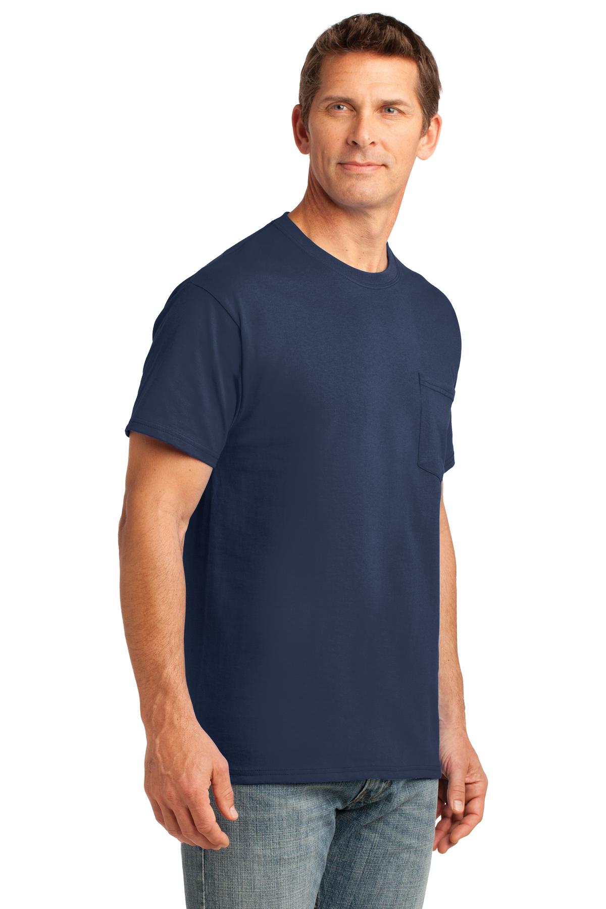 Navy Port & Company Core Cotton Pocket Tee. PC54P