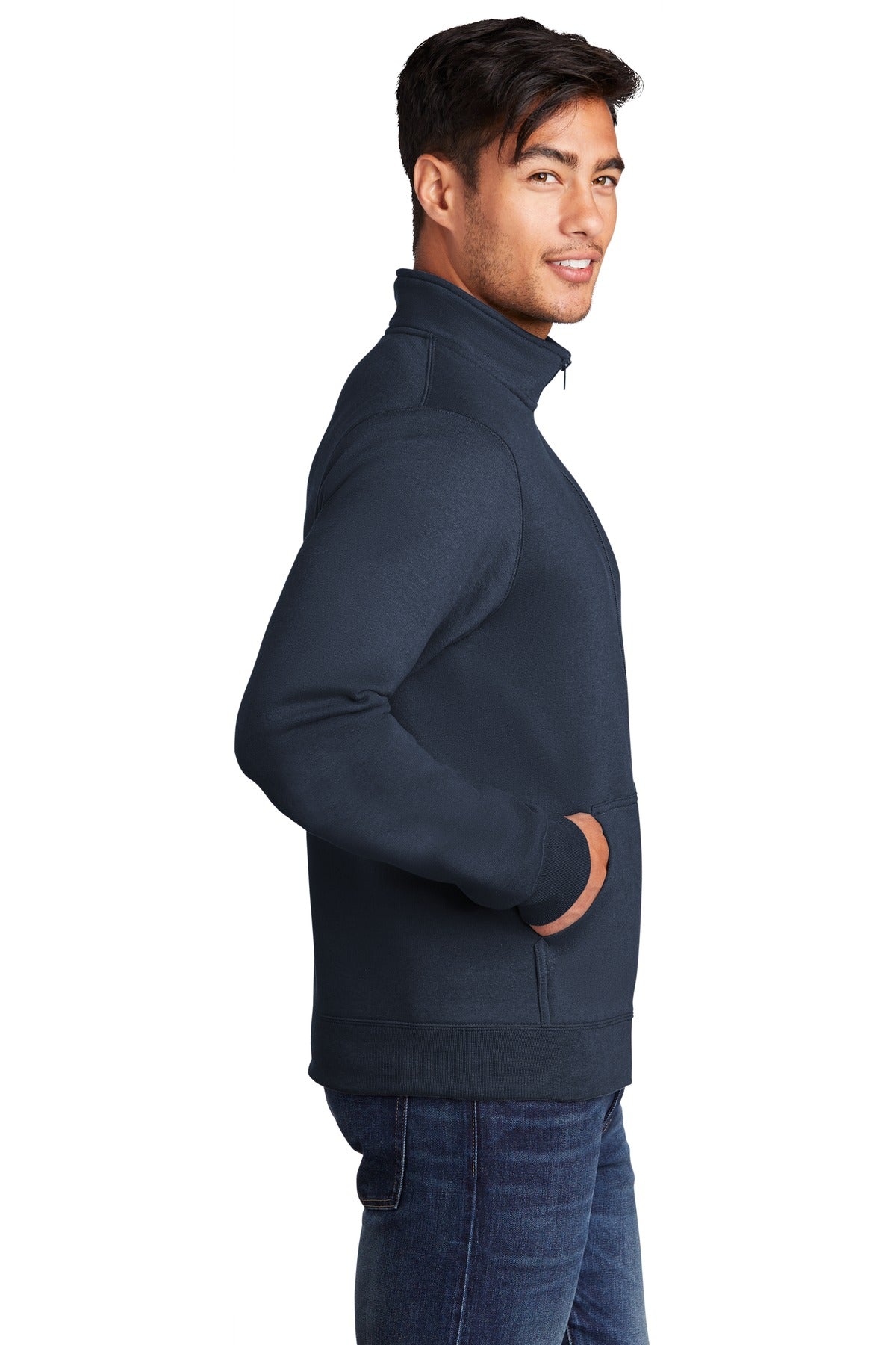 Navy Port & Company Core Fleece Cadet Full-Zip Sweatshirt PC78FZ
