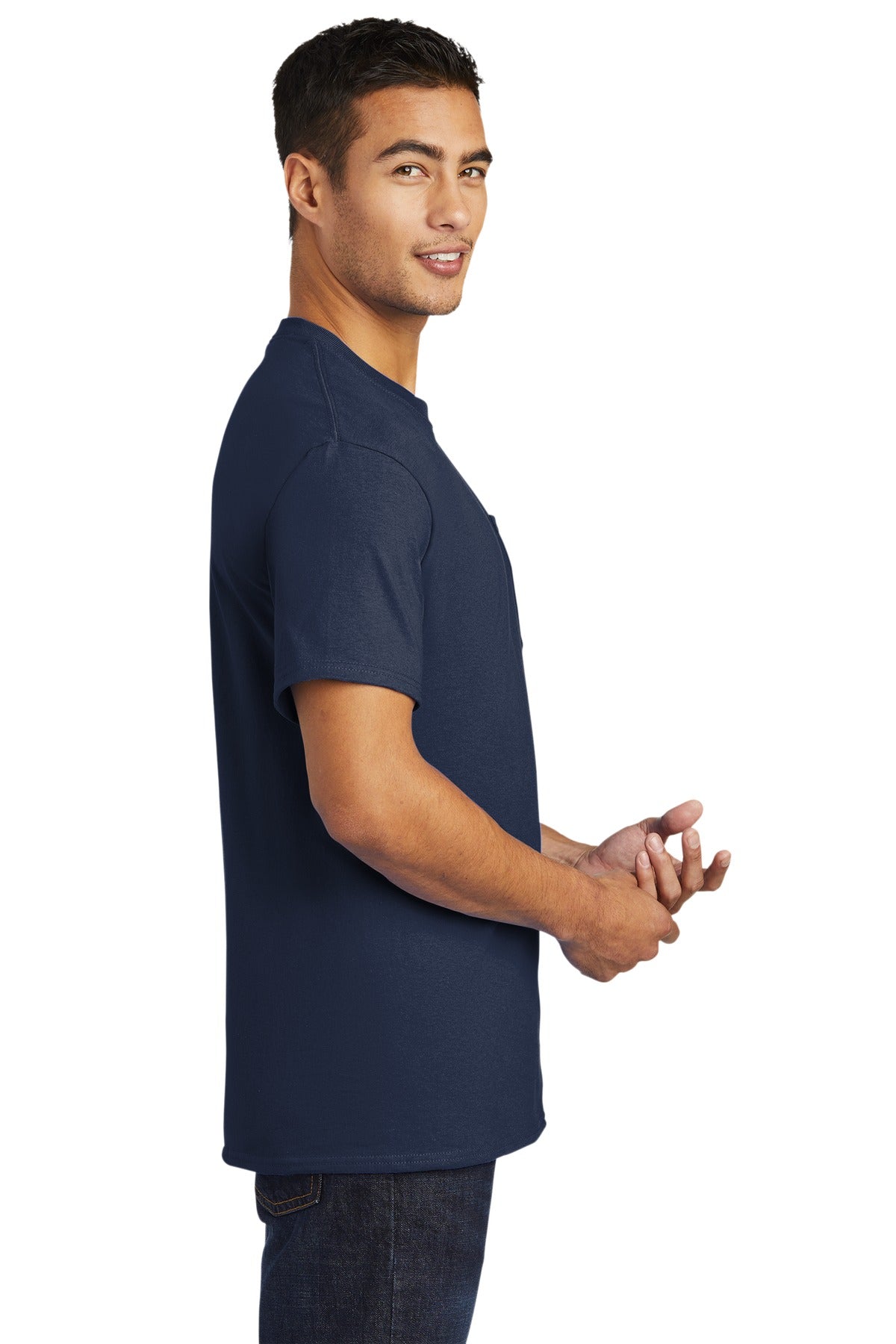 Navy Port & Company - Tall Essential Pocket Tee. PC61PT