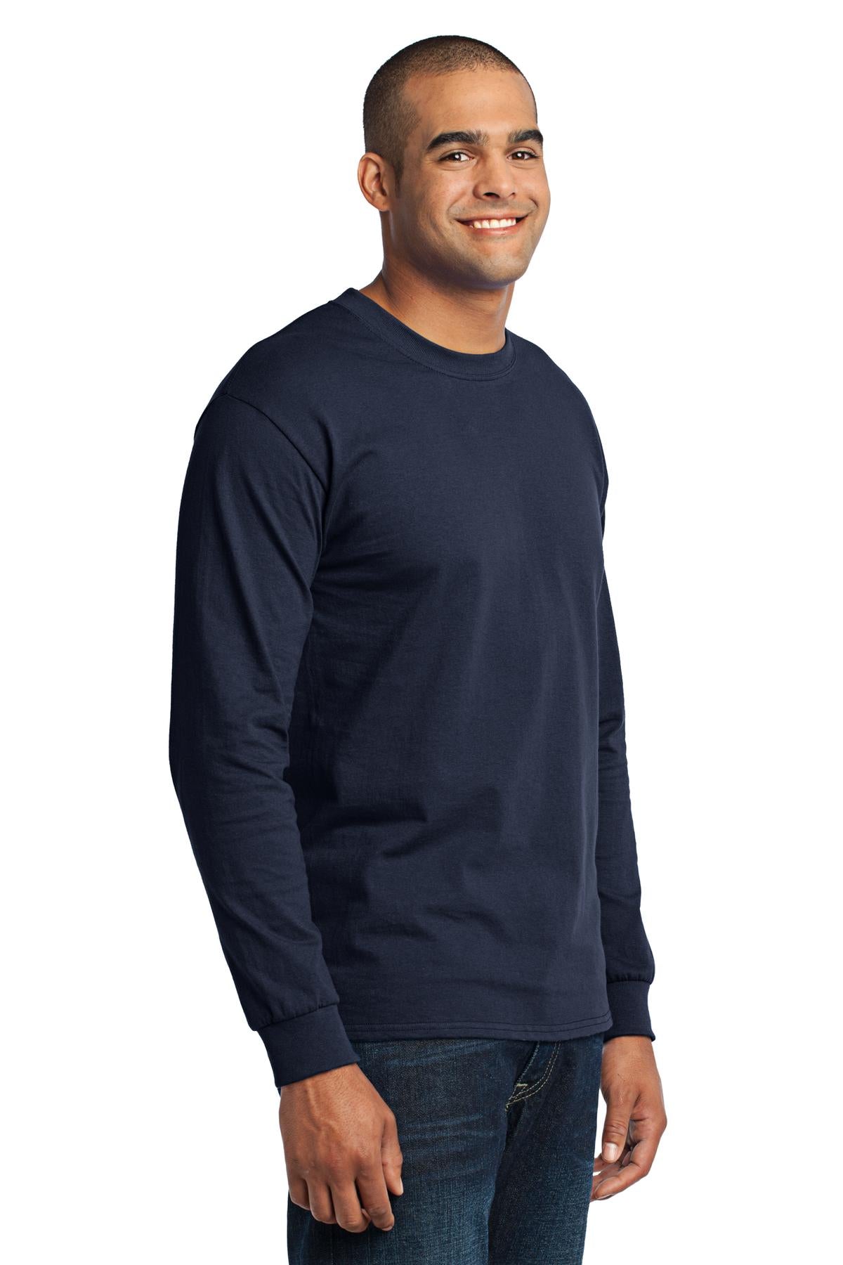 Navy Port & Company Tall Long Sleeve Core Blend Tee. PC55LST