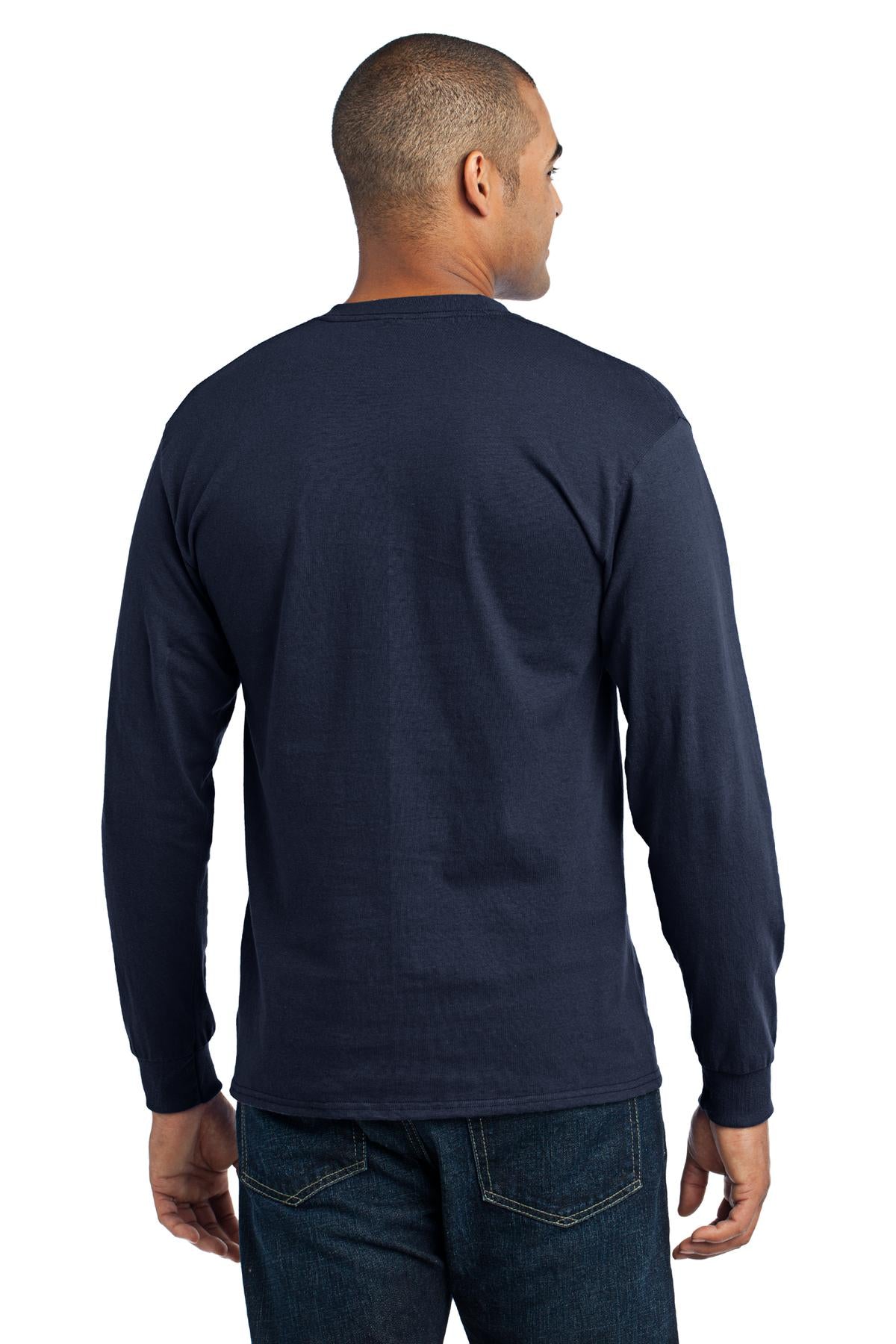 Navy Port & Company Tall Long Sleeve Core Blend Tee. PC55LST