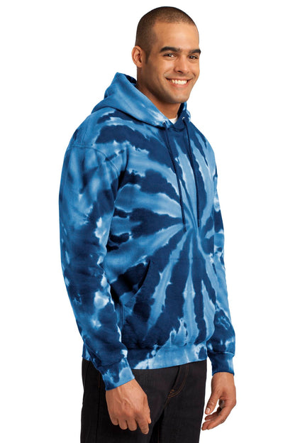 Navy Port & Company Tie-Dye Pullover Hooded Sweatshirt. PC146