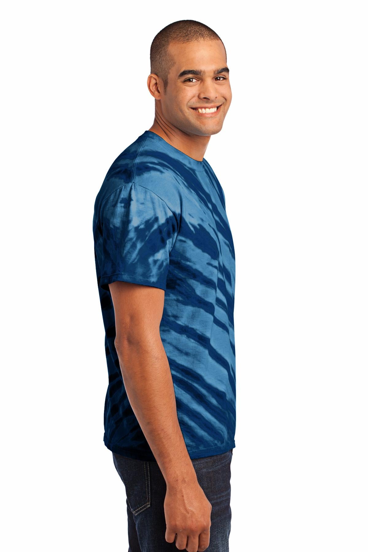 Navy Port & Company - Tiger Stripe Tie-Dye Tee. PC148