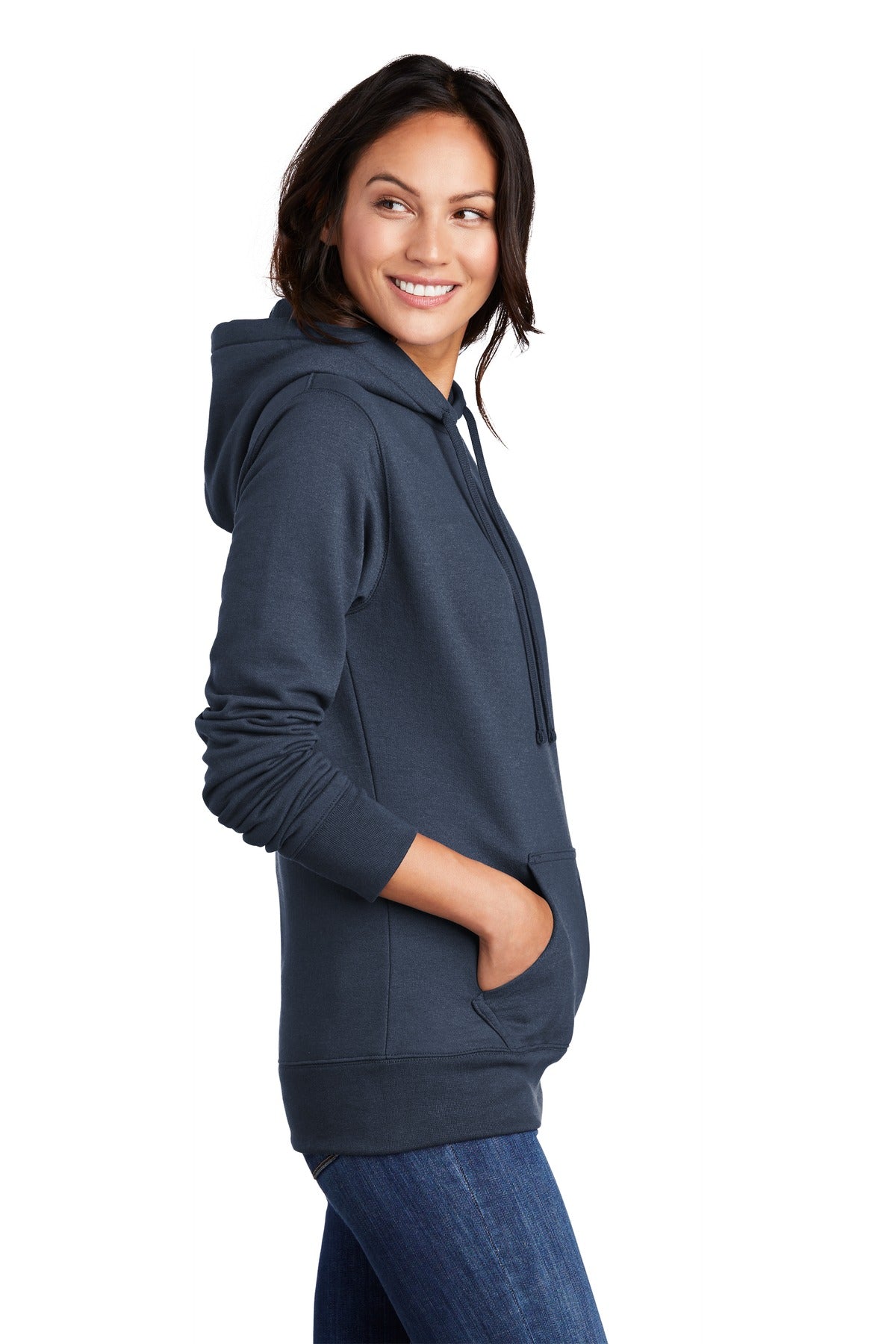 Navy Port & Company Women's Core Fleece Pullover Hooded Sweatshirt LPC78H