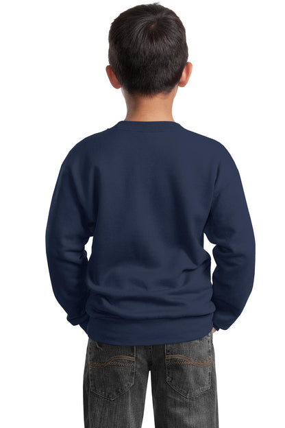 Navy Port & Company Youth Core Fleece Crewneck Sweatshirt. PC90Y
