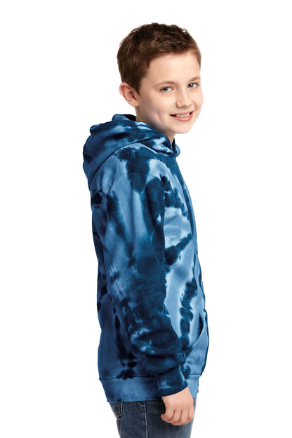 Navy Port & Company Youth Tie-Dye Pullover Hooded Sweatshirt. PC146Y